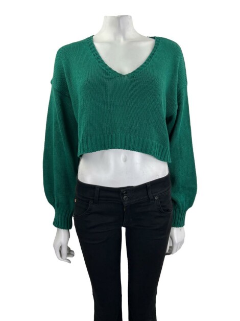 Blusa Costume Tricot Verde Cropped