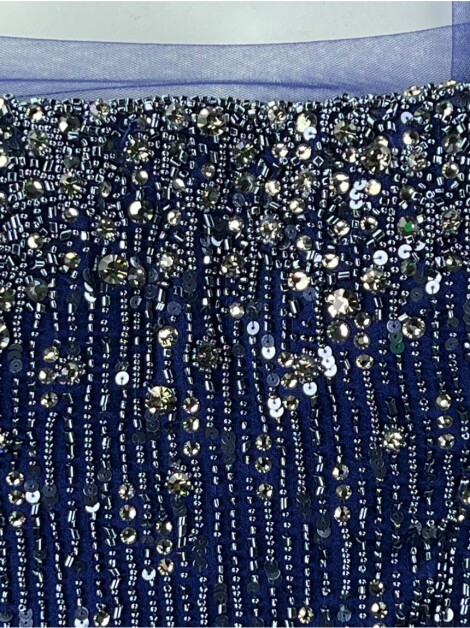 Vestido de Festa Sandro Barros Bordado Azul Marinho