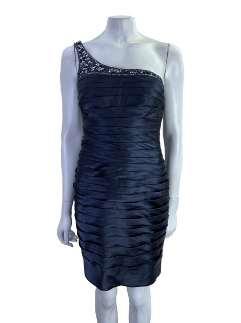 Vestido De Festa Adriana Papell Drapeado Azul