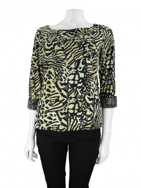Blusa One Up Estampada Bicolor