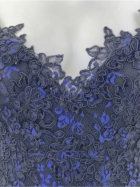 Vestido de Festa Barbara Bela Bordado Azul Marinho