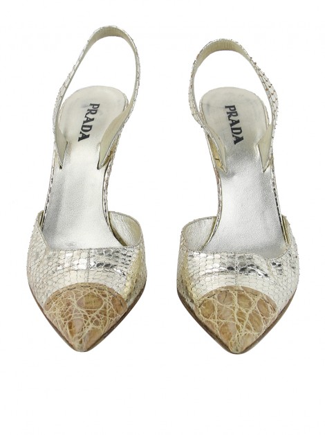 Sapato Prada Python Dourado