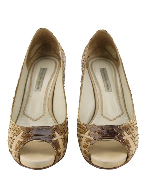 Sapato Pollignanno Al''mare Python Peep Toe