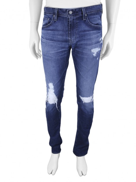 Calça Adriano Goldschmied The Matchbox Slim Straight Destroyed Jeans Masculina