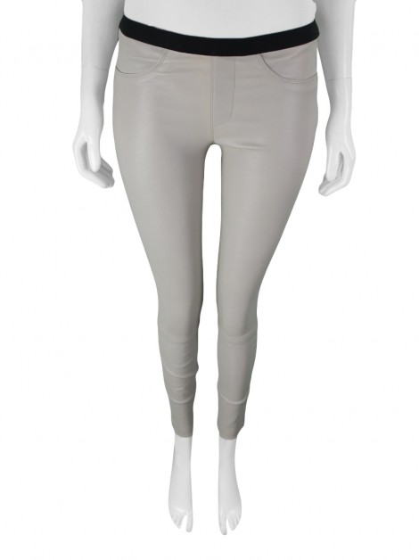 Calça Helmut Lang Couro Skinny Cinza