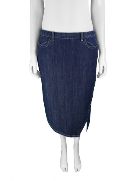 Saia Façonnable Reta Jeans Azul