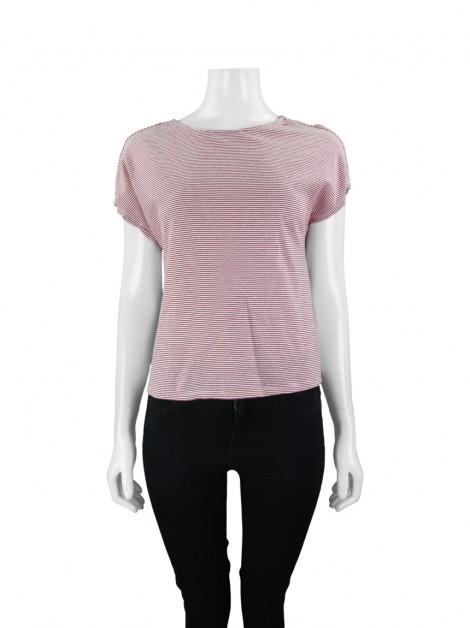 Blusa MNG Listrada Vermelha e Branca