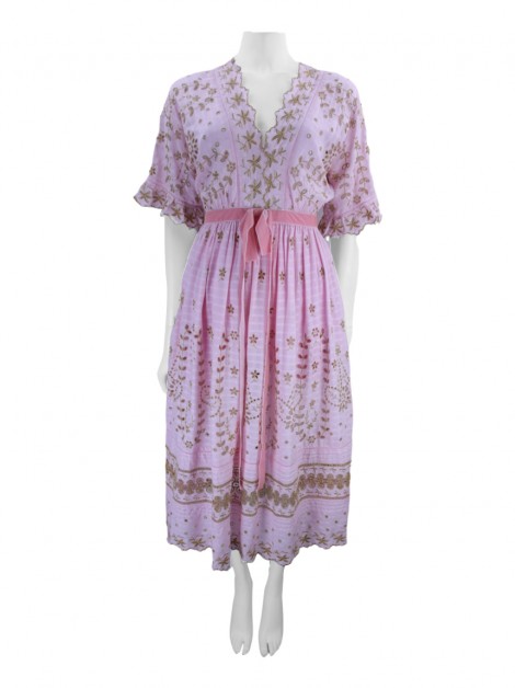 Vestido LoveShackFancy Rosa Bordado
