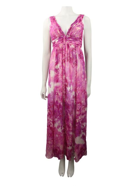 Vestido Aidan Mattox Seda Rosa Longo