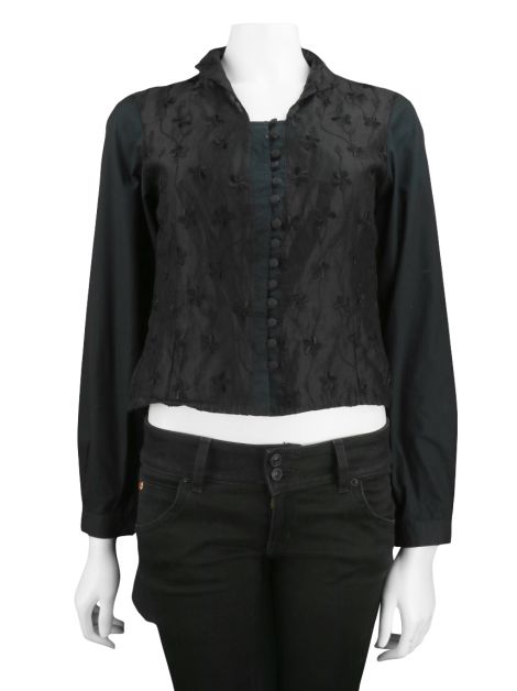 Camisa Anne Fontaine Bordado Preta
