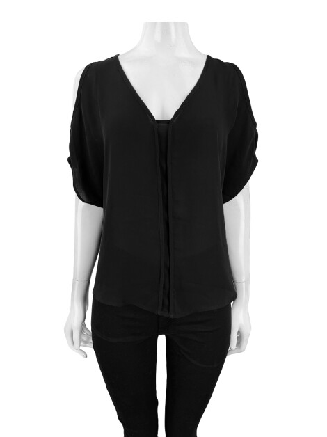 Blusa Costume Recortes Preta
