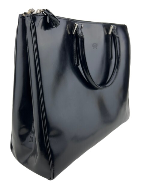 Bolsa com Alça Anya Hindmarch Couro Envernizado Preto