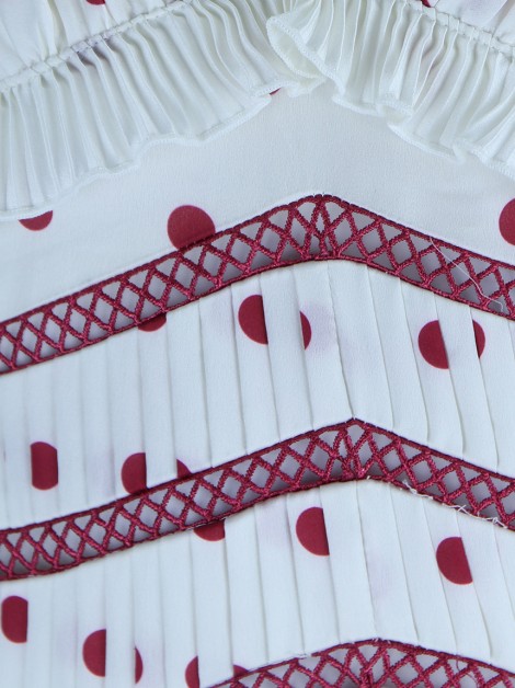 Vestido Self-Portrait Polka Dots Plissado