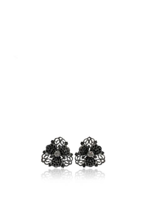 Abotoadura Anne Fontaine Floral Pedras Prata