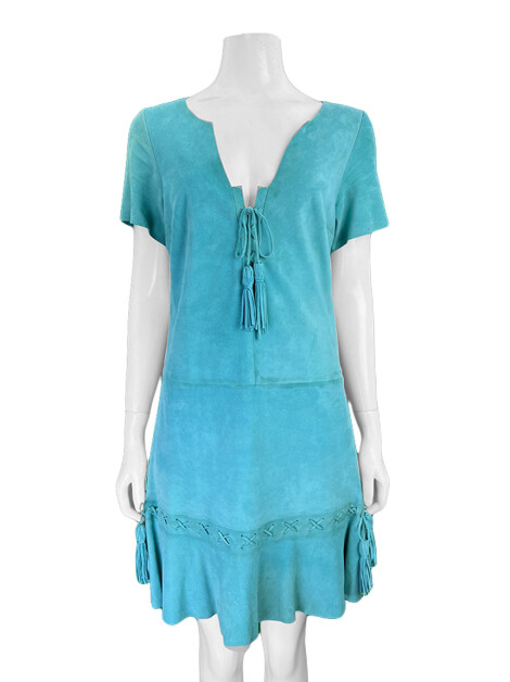 Vestido Magrella Curto Camurça Azul