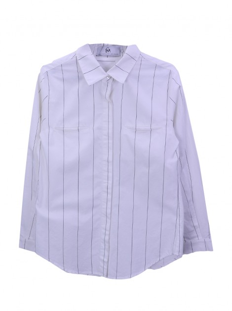 Camisa Lica Melzer + Guga Gonçalves  Branca Listrada