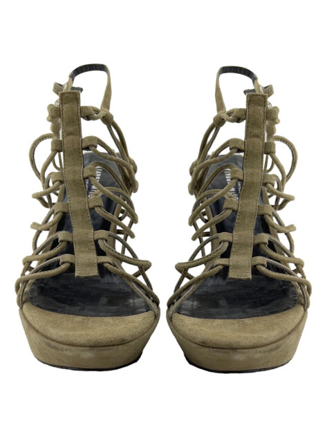 Sapato de Salto Karen Millen Amarrações Suede Verde