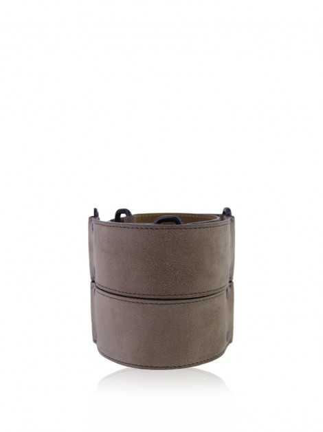 Cinto Alaia Double Buckle Camurça Bege