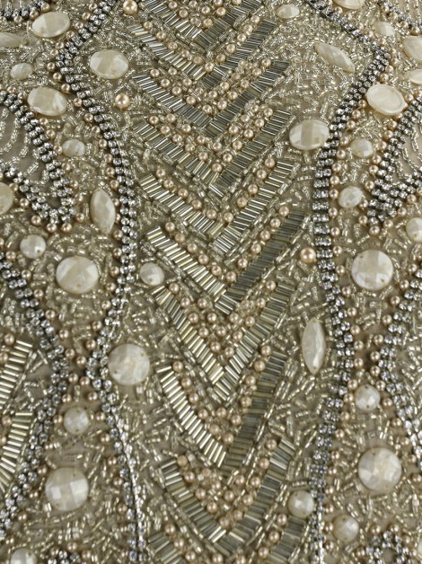 Vestido de Festa Patricia Bonaldi Bordado Strass Bege