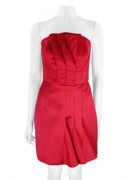Vestido de Festa André Lima Plissado Vermelho