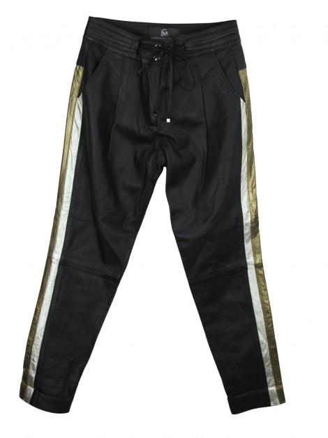 Calça Guga Gonçalves + Lica Melzer Couro Preta
