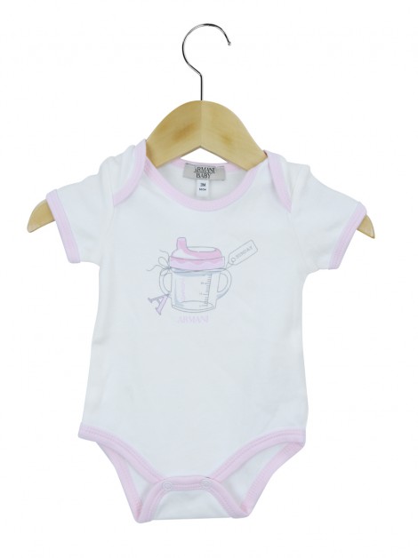 Body Armani Tecido Branco e Rosa Infantil