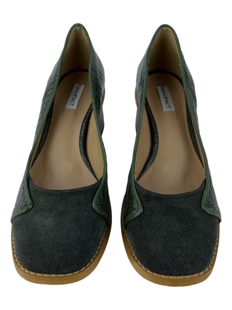 Sapato de Salto Manufact Couro Verde Musgo