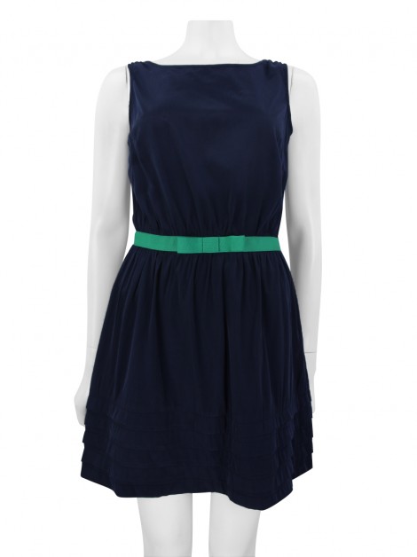 Vestido MNG Tecido Azul Marinho