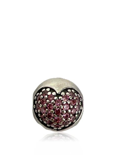 Berloque Pandora Coração de Pavê Rosa Original - AFJJ9 | Etiqueta Única