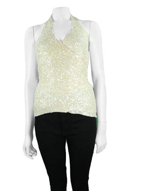 Blusa Donna Karan Cashmere Paetês Off White