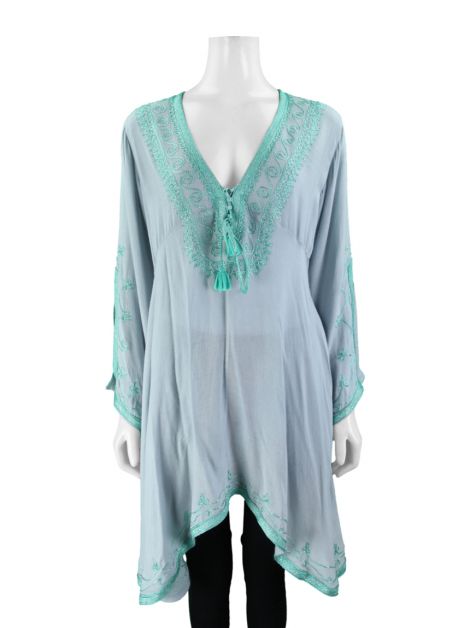 Blusa Karim Bouriad Túnica Bordada Azul Clara