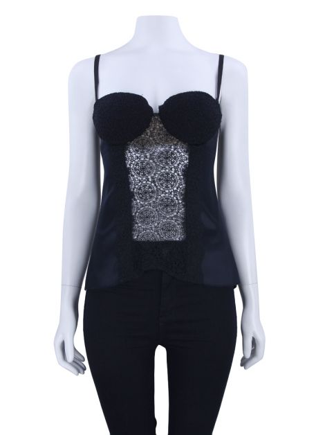 Blusa La Perla Cetim e Renda Preto