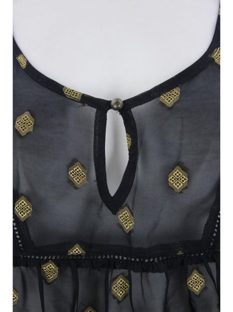 Blusa Lucky Brand Bordada Preta