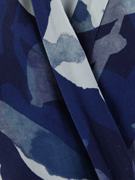 Blusa Magrella Kimono Seda Flores Azul