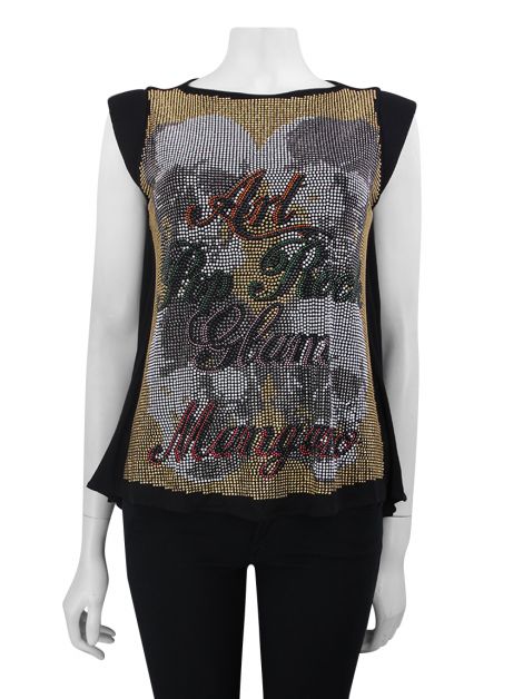 Blusa Mangano Strass Estampado