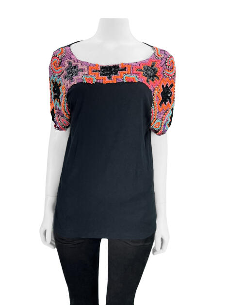 Blusa PatBo Frida Kahlo Bordados Preta MEV481 Original