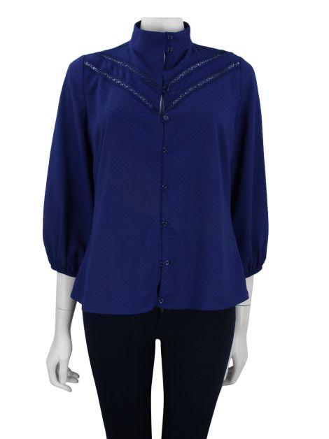 Blusa Resort Couture Tecido Azul