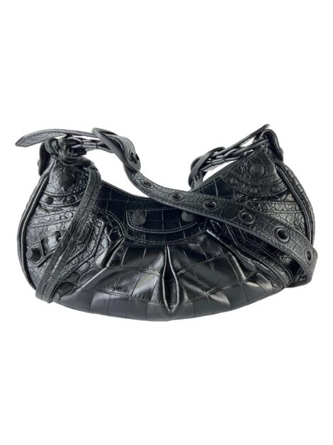 Bolsa Tiracolo Balenciaga Le Cagole XS Embossed Croco Preta