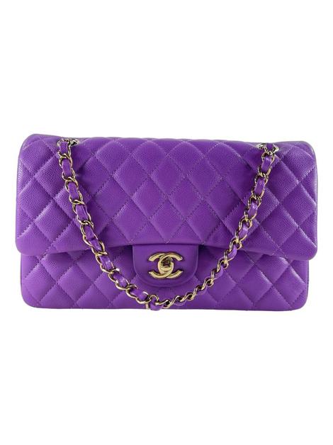Bolsa Tiracolo Chanel Double Flap Roxa - NQD115 Original