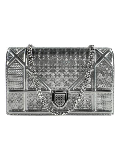 Bolsa Tiracolo Christian Dior WOC Diorama Micro-Cannage Prateada