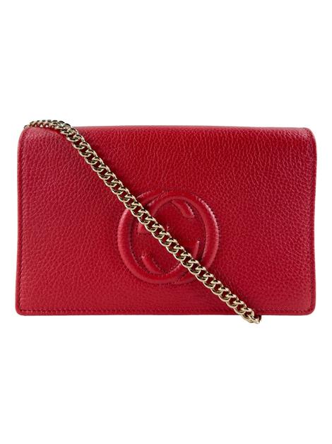 GUCCI ソーホー ラウンドファスナー Soho Wallet 308280 Bolsa Tiracolo Gucci Soho Wallet On Chain Vermelha - CAXY7