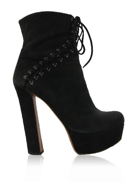 Bota Alaia Lace Up Camurça Preto