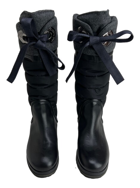 Bota Moncler Puffer Couro Preta