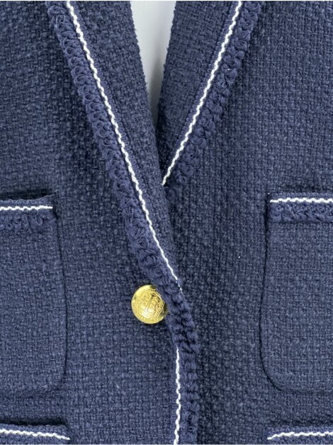 Casaco Talbots Tweed Azul Marinho