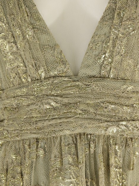 Vestido de Festa Patricia Bonaldi Longo Renda Dourado