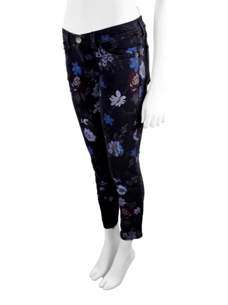 Calça Current Elliott The Stiletto Black Wildflower Preta