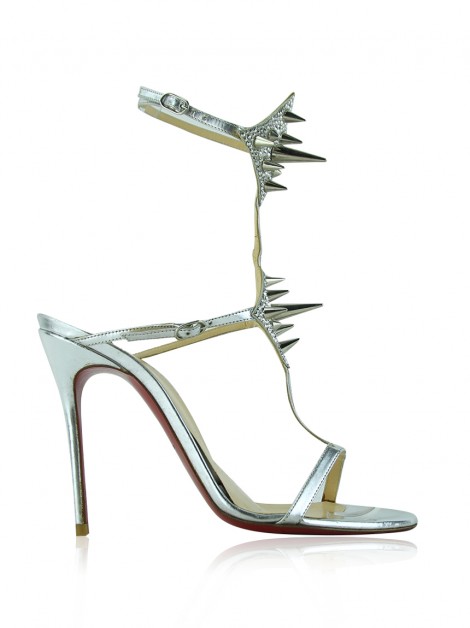 Sapato Christian Louboutin Lady Max Spike 100 Prateado