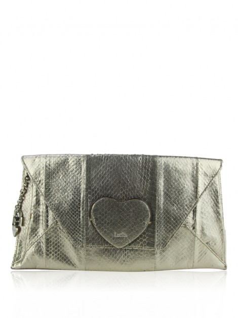 Clutch Luella Phyton Chain Charm Metalizado