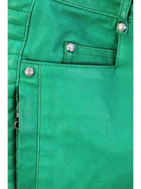 Calça Balmain Couro Texturizado Verde