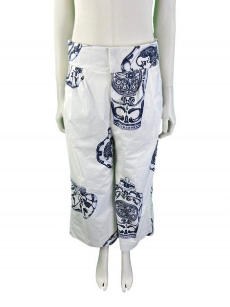 Calça Maria Filó Tecido Estampado Branca